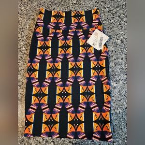 NEW LulaRoe Orange Purple Butterfly Geo Cassie Stretch Pencil Skirt XS